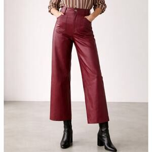 Maeve Anthropologie The Colette Red Faux Leather Cropped Pants Retro 28